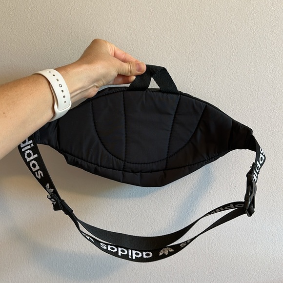Adidas Black Waist Bag Crossbody with Logo | 2 Zippered Pockets - Picture 2 of 5